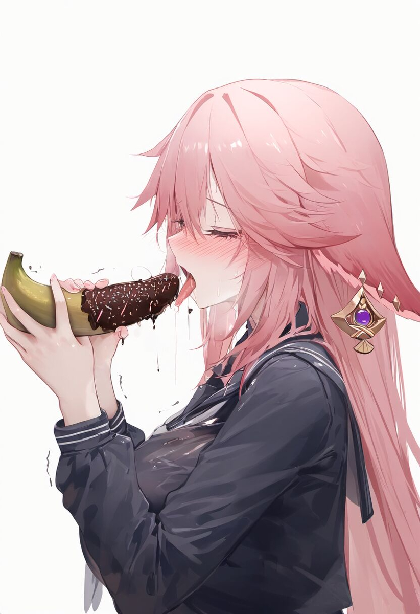 宫司大人の奇妙吃香蕉方法-pixiv插画-作品交流服务