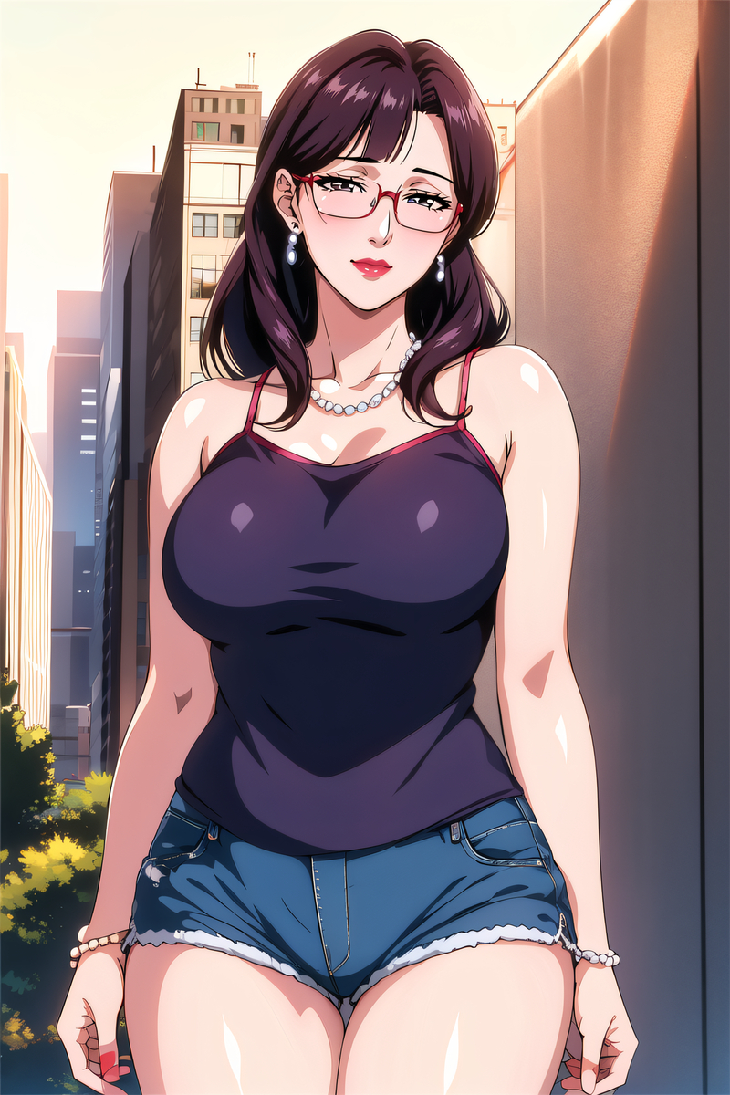 背心热裤阿姨-pixiv插画-作品交流服务