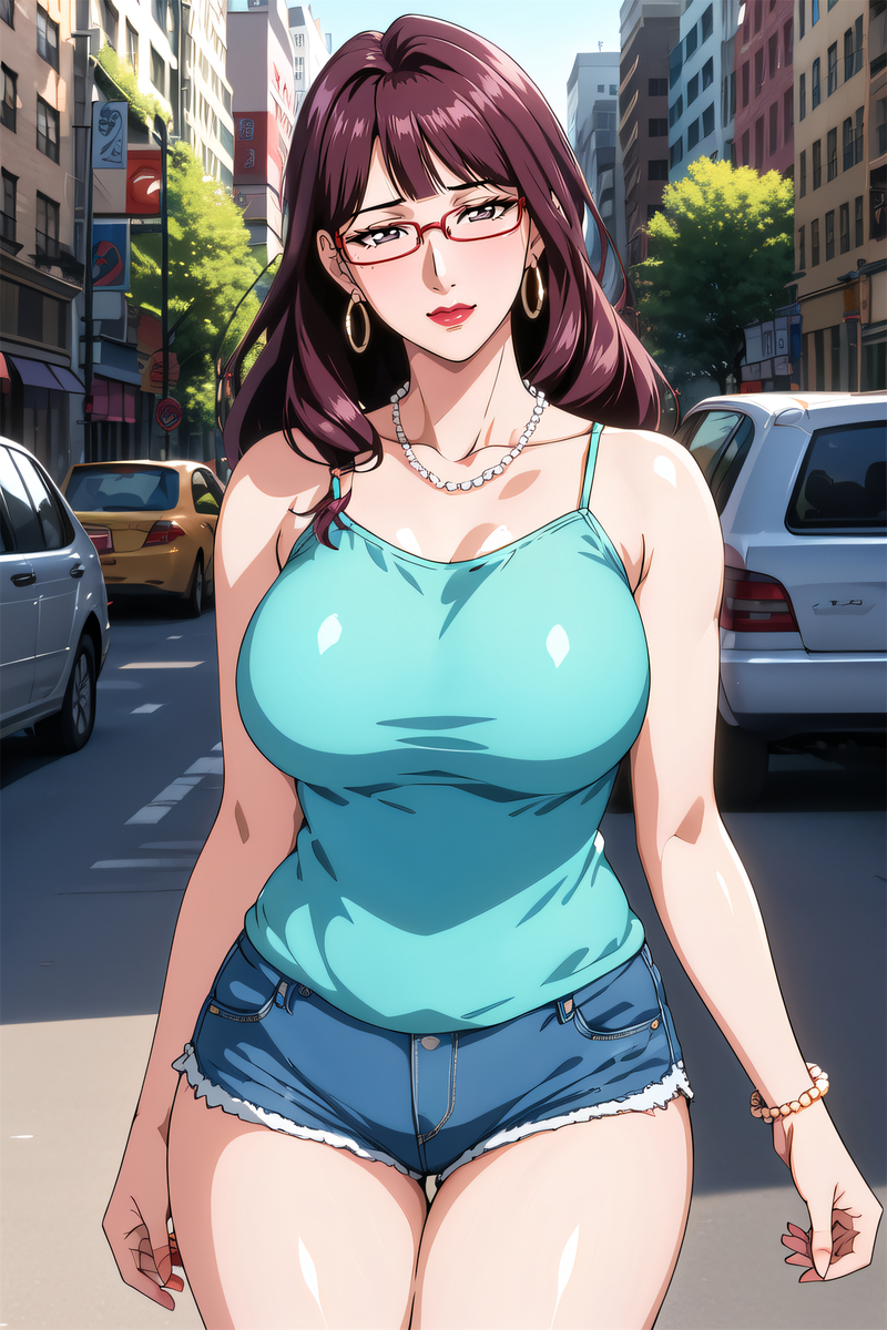 背心热裤阿姨-pixiv插画-作品交流服务