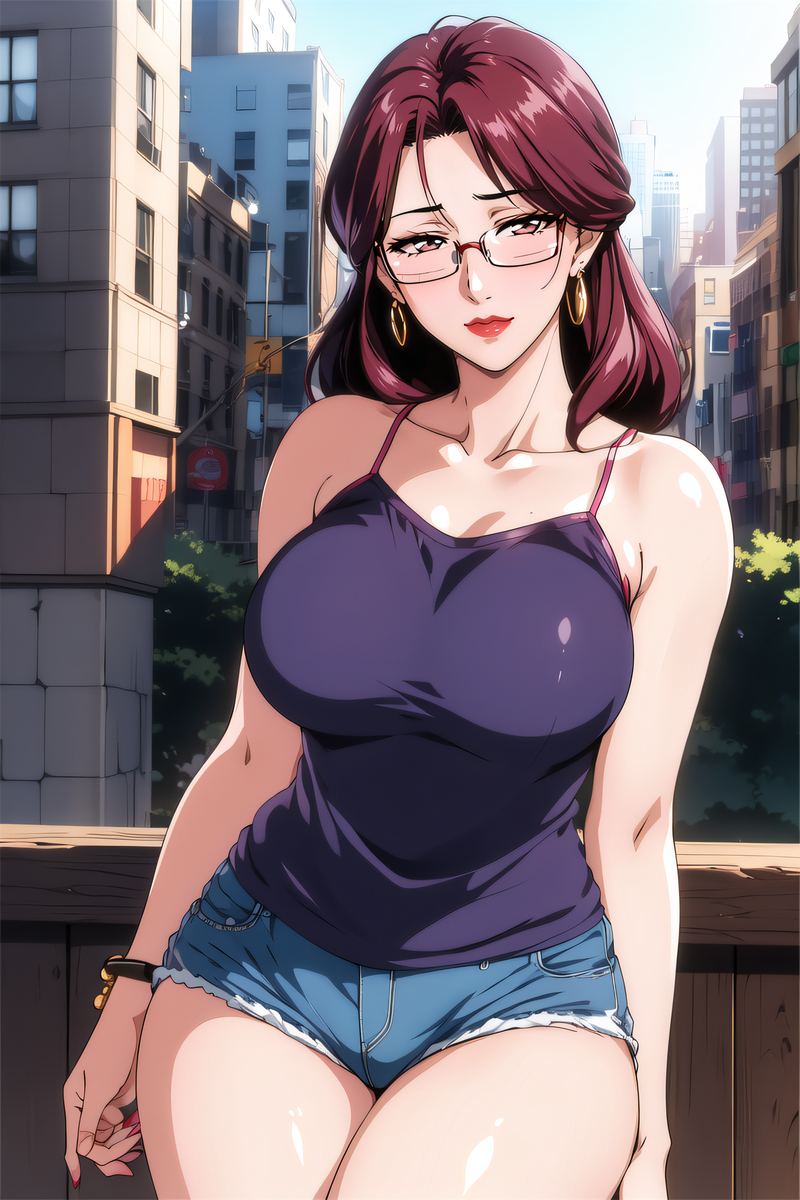 背心热裤阿姨-pixiv插画-作品交流服务