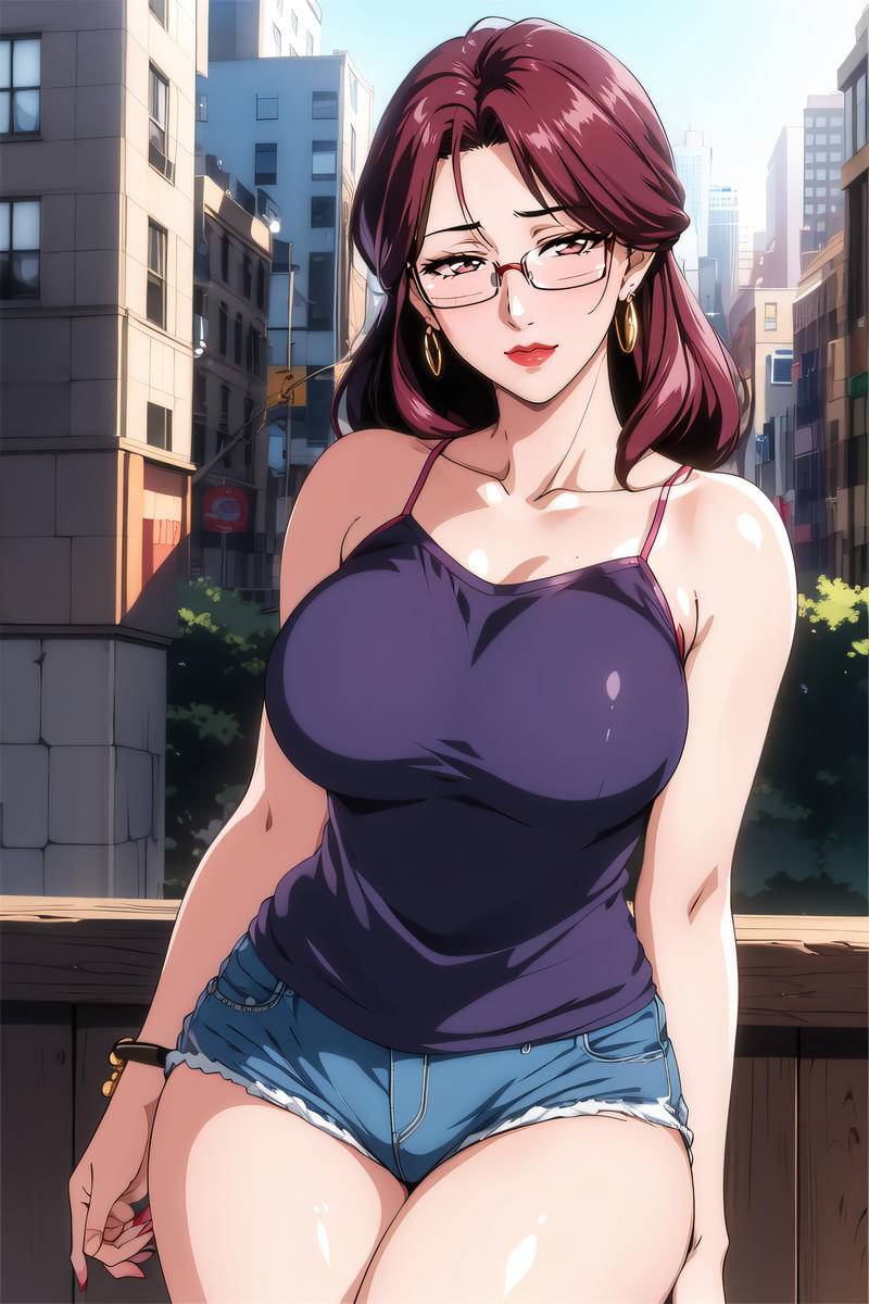 背心热裤阿姨-pixiv插画-作品交流服务