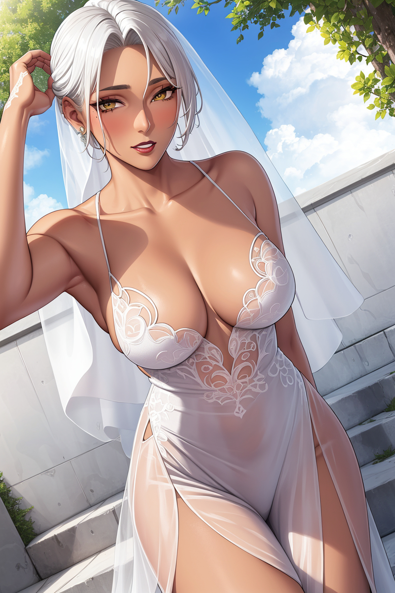 黑皮婚纱-pixiv插画-作品交流服务