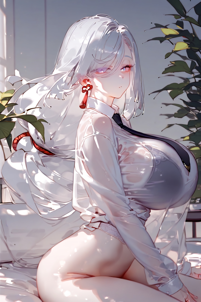 申鶴 ワイシャツVER.-pixiv插画-作品交流服务