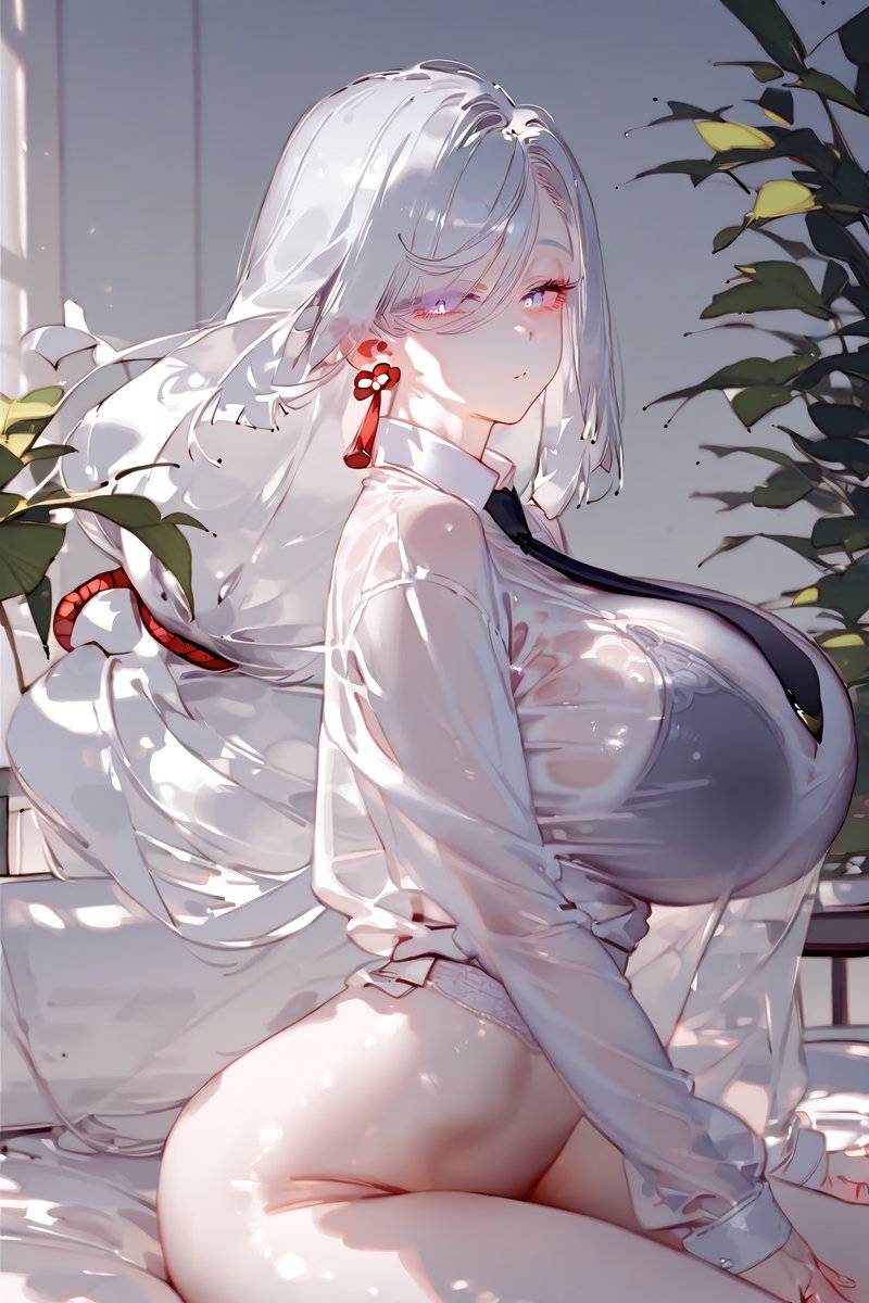 申鶴 ワイシャツVER.-pixiv插画-作品交流服务