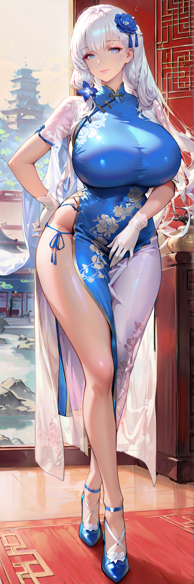图片[6]-イラストリアス チャイナドレスVER.-pixiv插画-作品交流服务