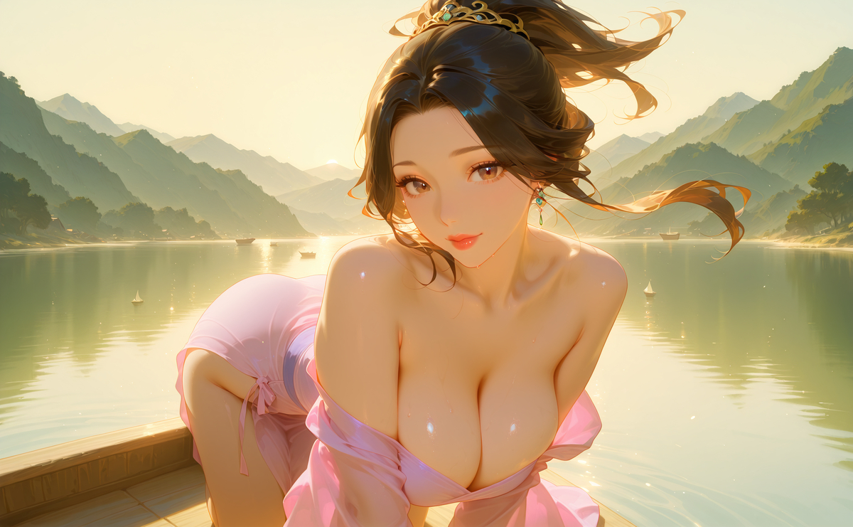 粉色汉服-pixiv插画-作品交流服务