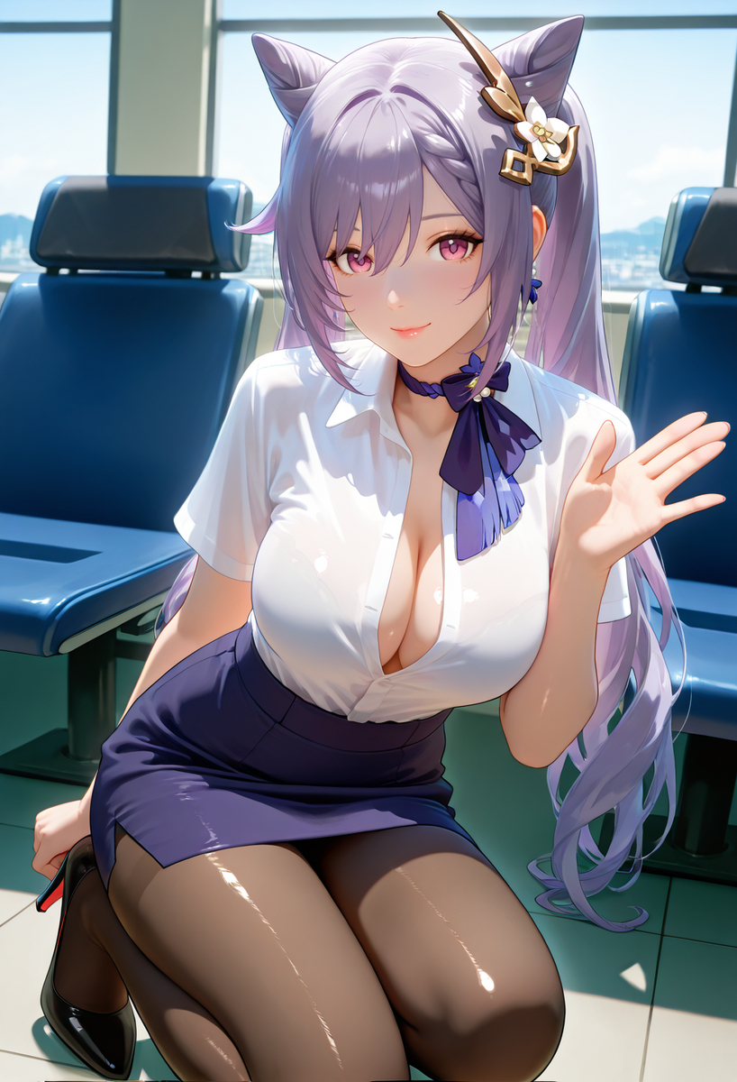 Keqing's Flight attendant photo-pixiv插画-作品交流服务