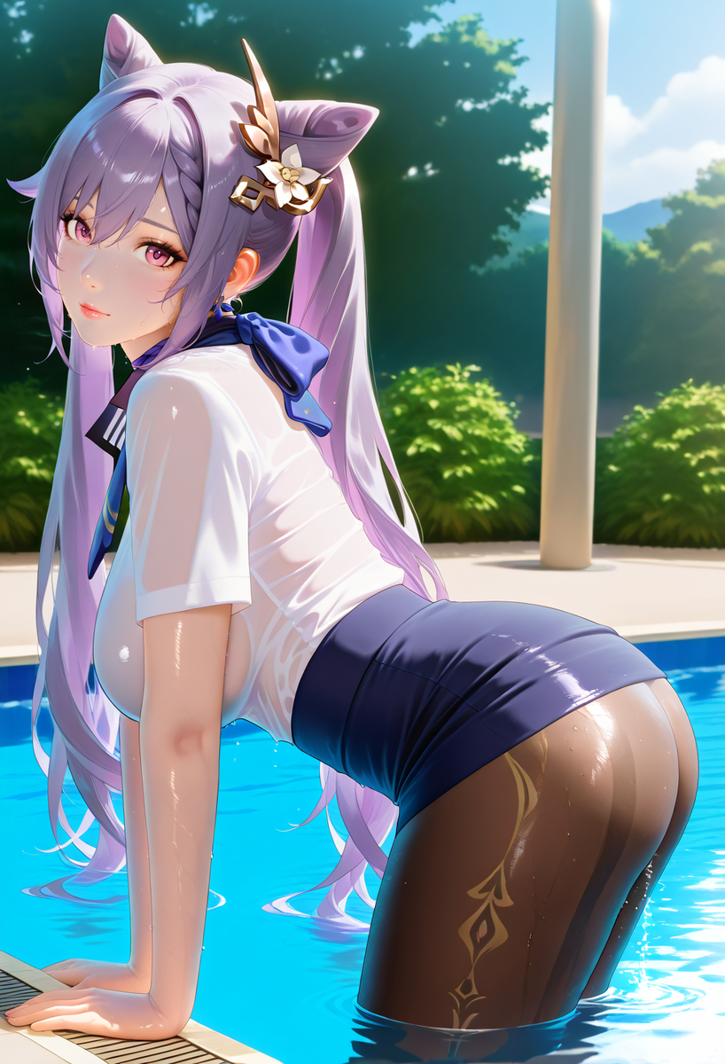 Keqing's Flight attendant photo-pixiv插画-作品交流服务