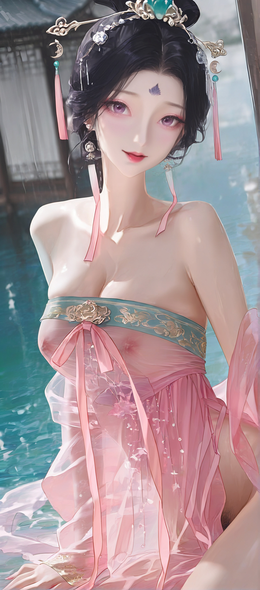 粉黛凝春色，轻纱耀水嬉~-pixiv插画-作品交流服务