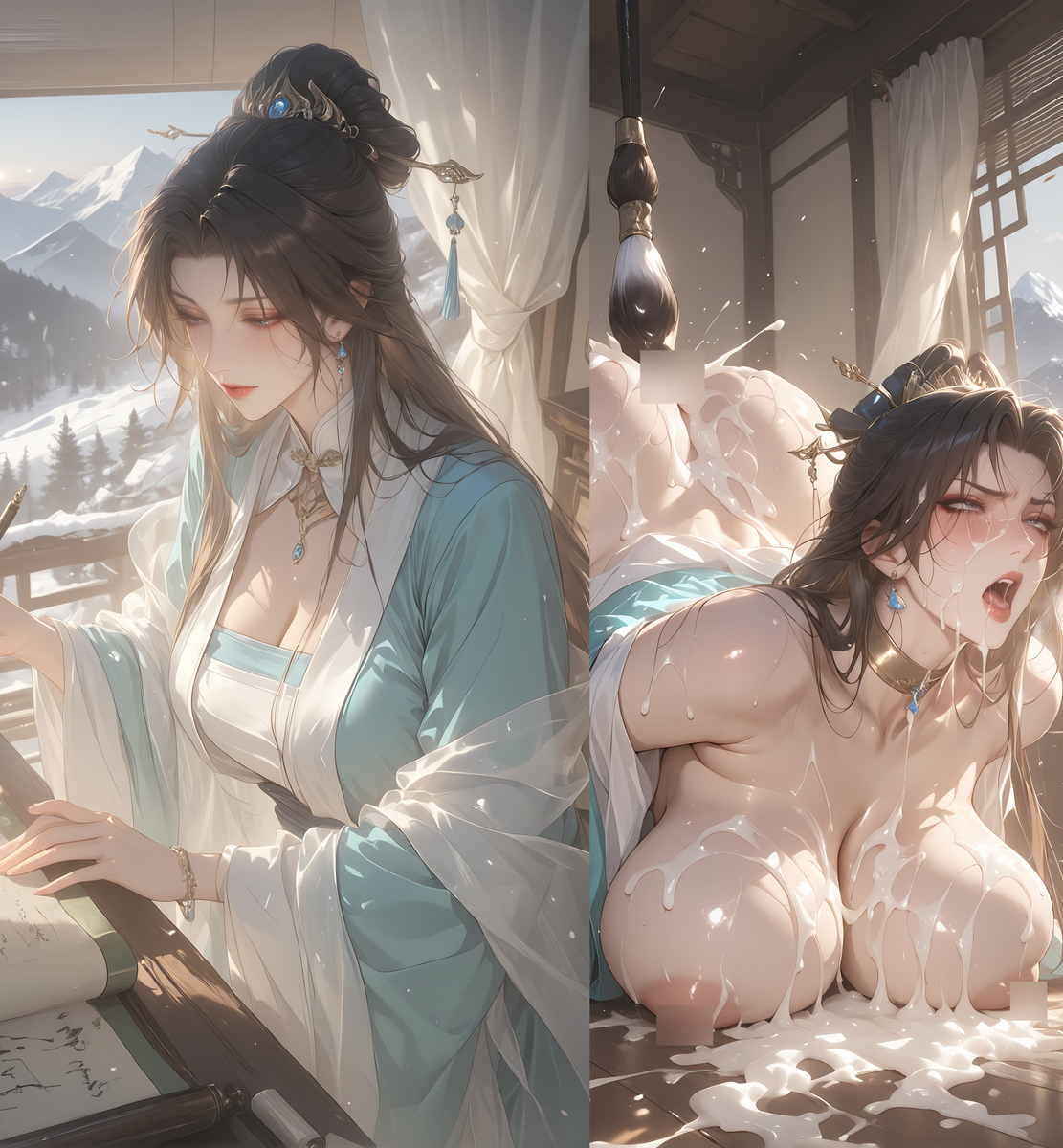 (全)古风美 江东小乔之美人书~古風美 江東小喬の美人書道-pixiv插画-作品交流服务