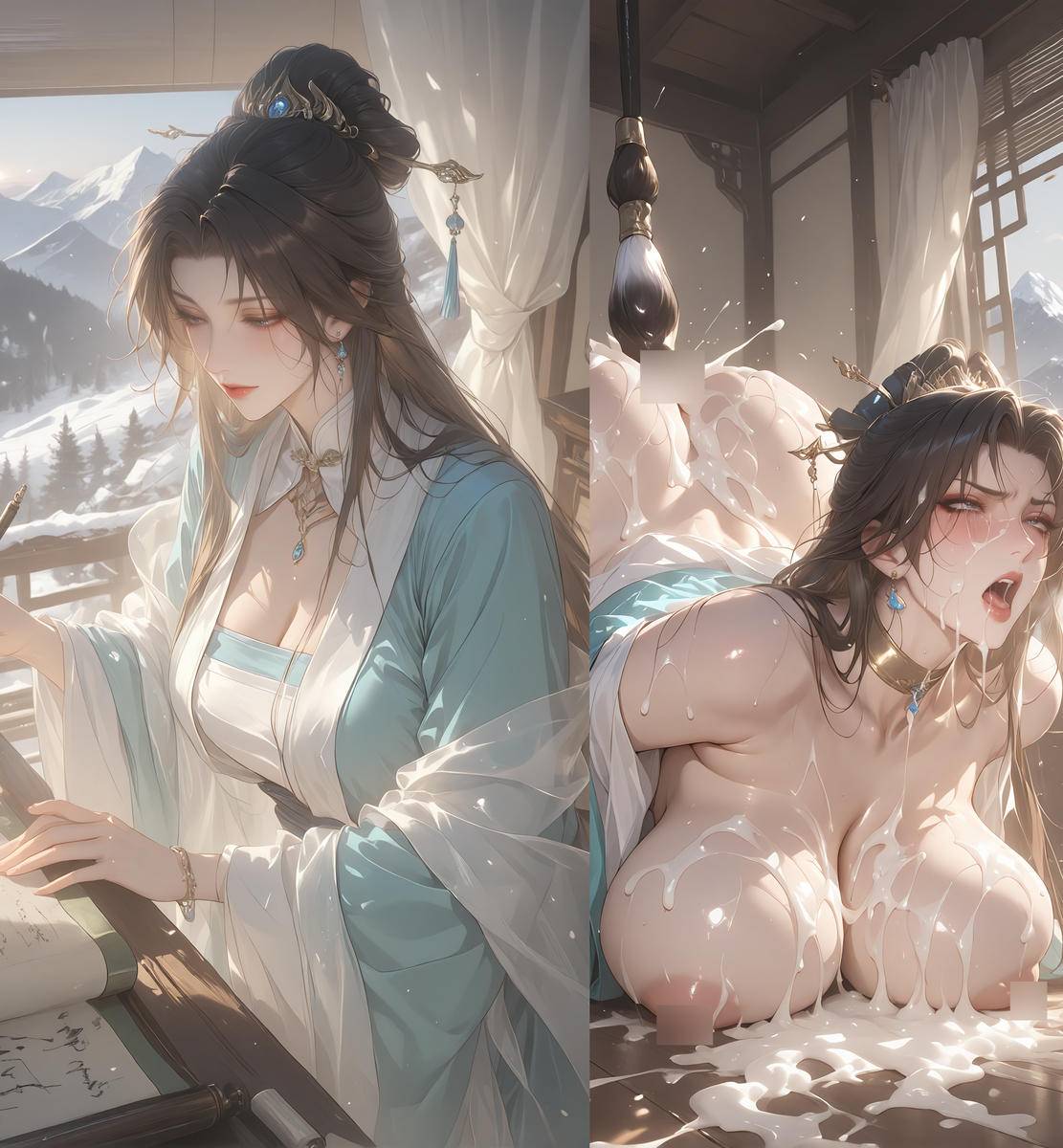 (全)古风美 江东小乔之美人书~古風美 江東小喬の美人書道-pixiv插画-作品交流服务