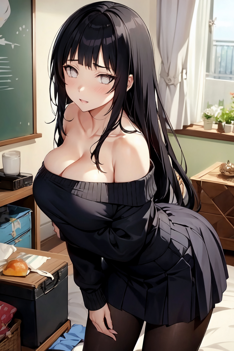 ヒナタ(黒オフショ立ち)-pixiv插画-作品交流服务