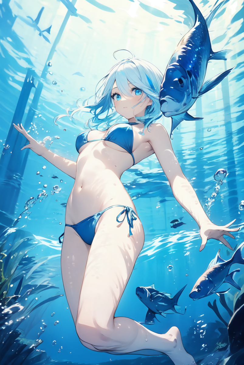 フリーナ(水中)-pixiv插画-作品交流服务
