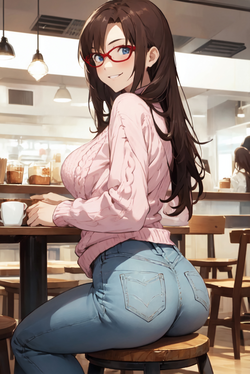 胸の大きいいい女(カフェ)-pixiv插画-作品交流服务