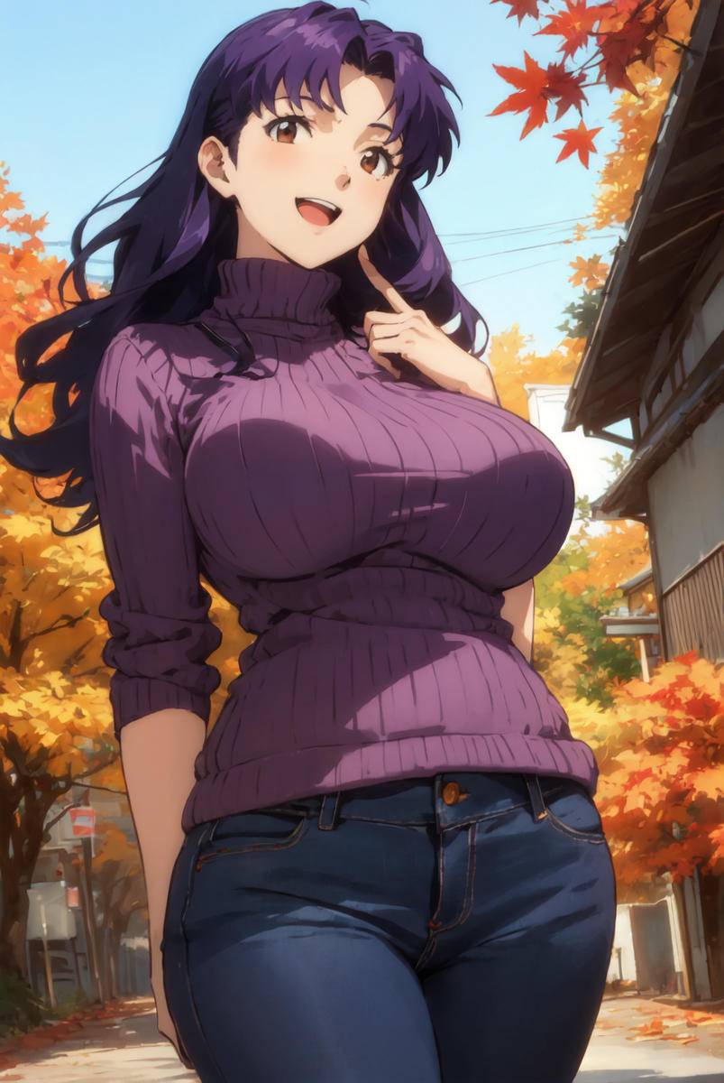ミサトさん(紫色ニット)-pixiv插画-作品交流服务