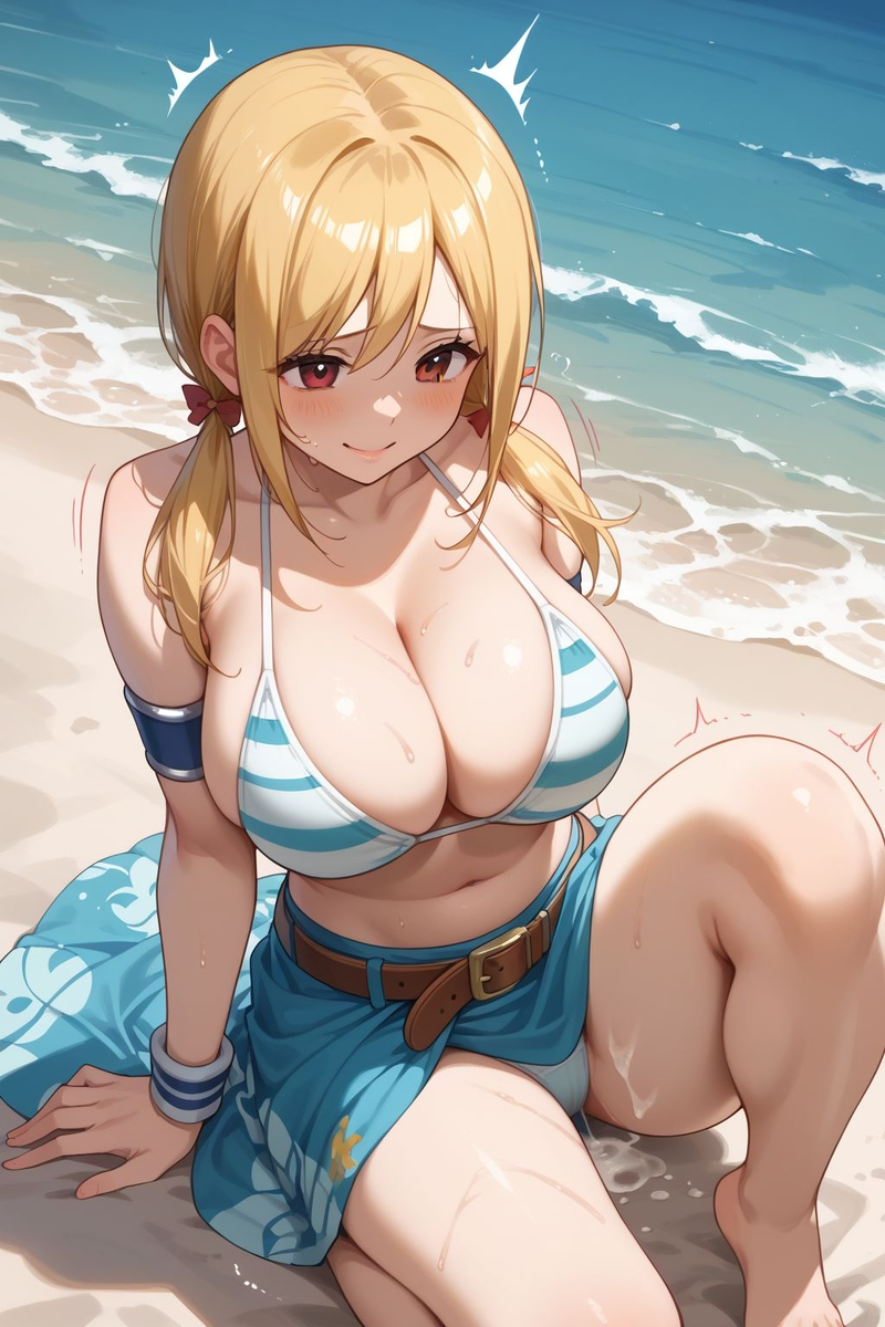 图片[5]-ルーシィ・ハートフィリアのフローラハーレムビキニ – 海辺の甘美-pixiv插画-作品交流服务