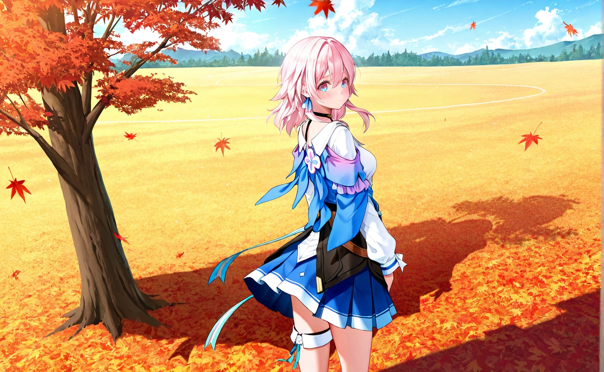 行走于枫叶林的少女-pixiv插画-作品交流服务