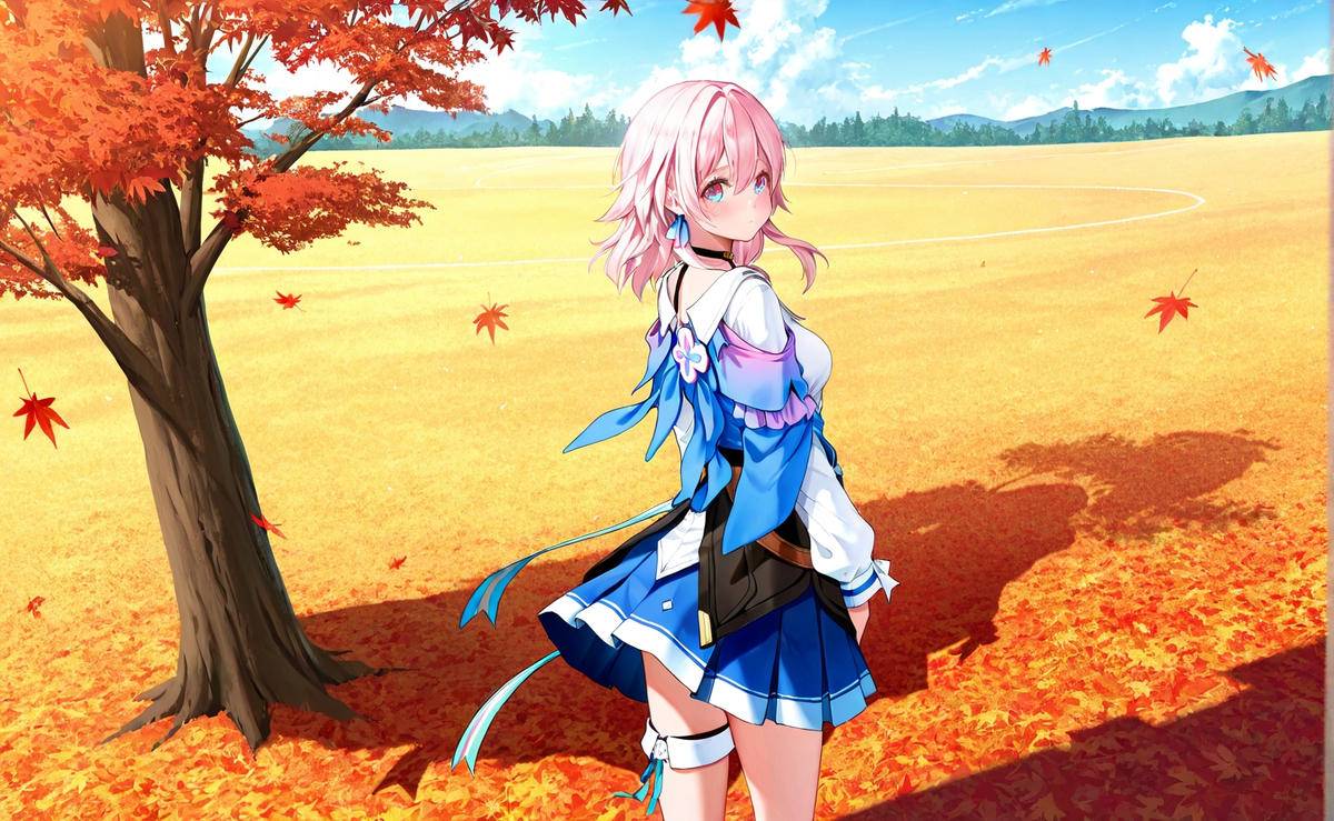 行走于枫叶林的少女-pixiv插画-作品交流服务