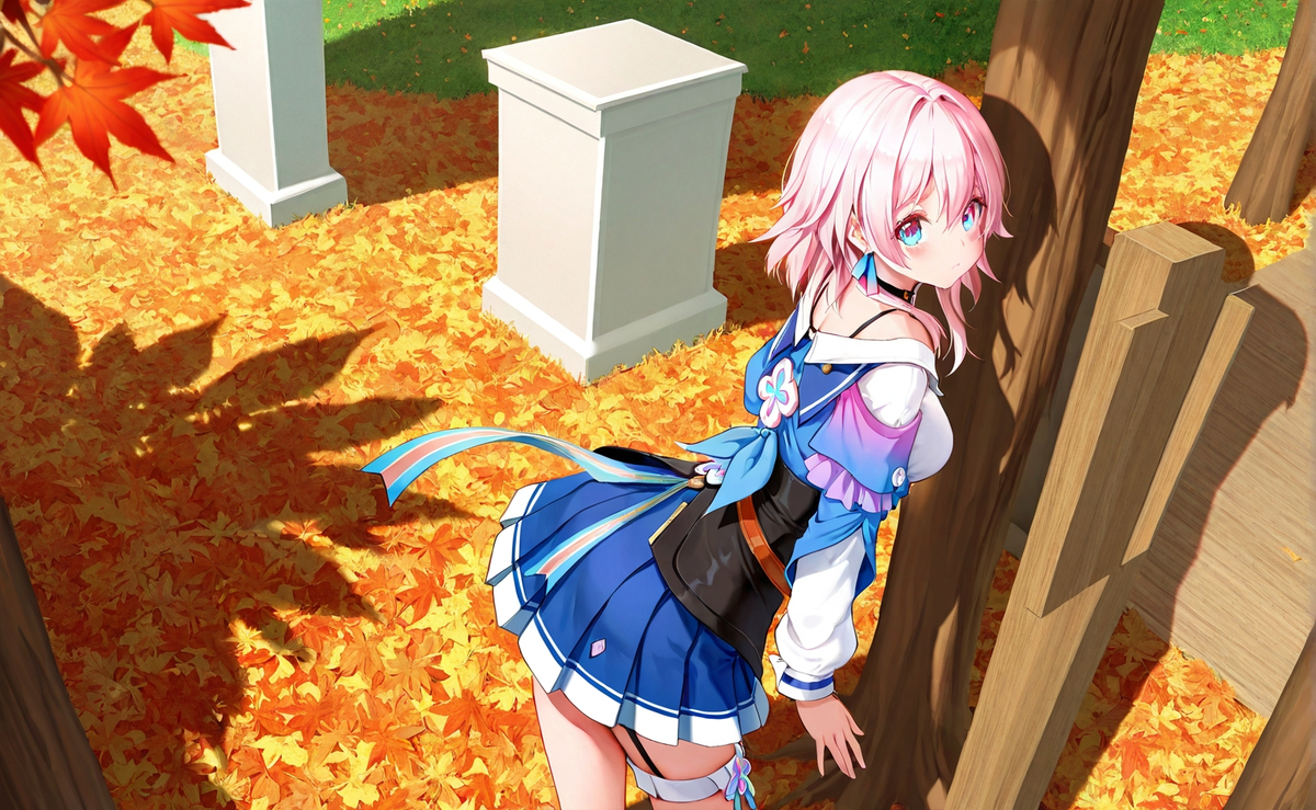 行走于枫叶林的少女-pixiv插画-作品交流服务