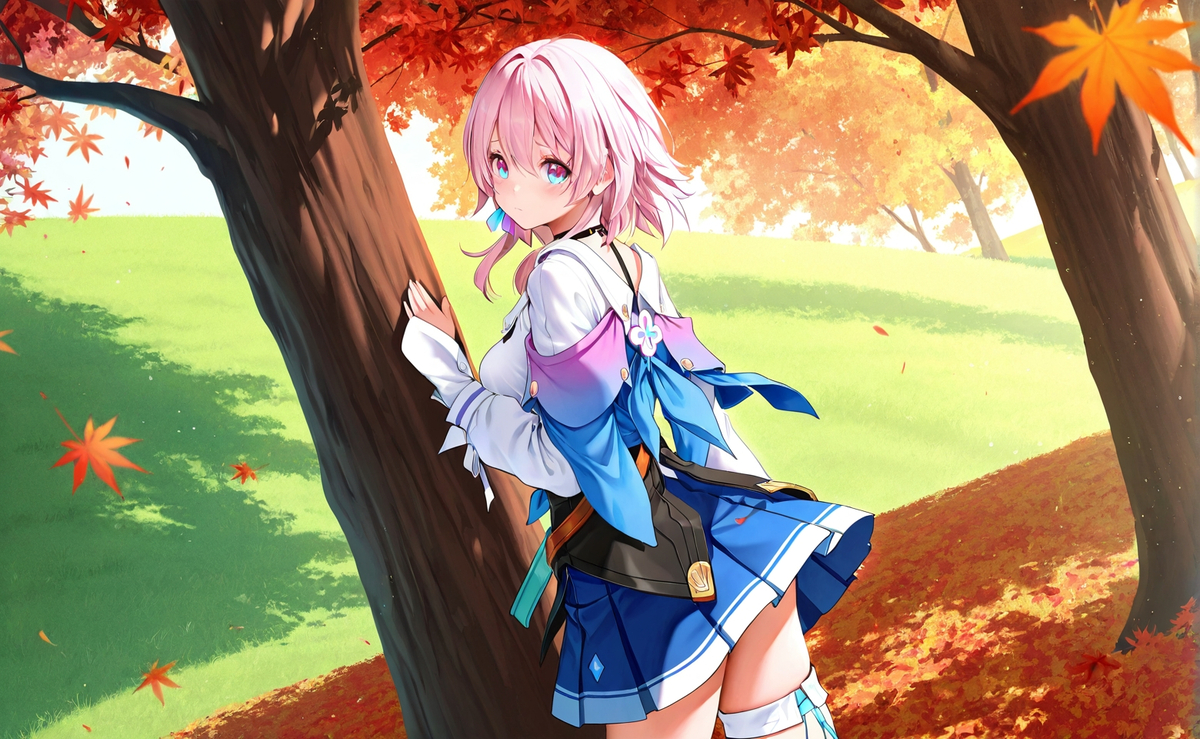 行走于枫叶林的少女-pixiv插画-作品交流服务