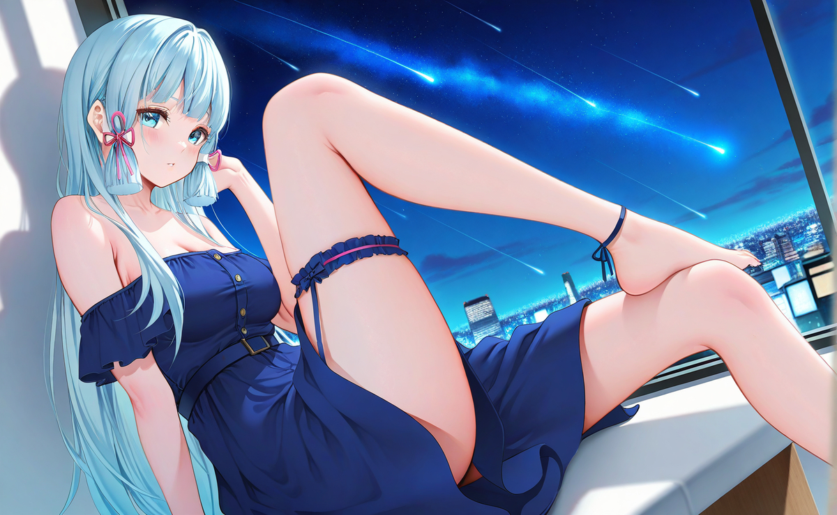 夜空下的等待-pixiv插画-作品交流服务