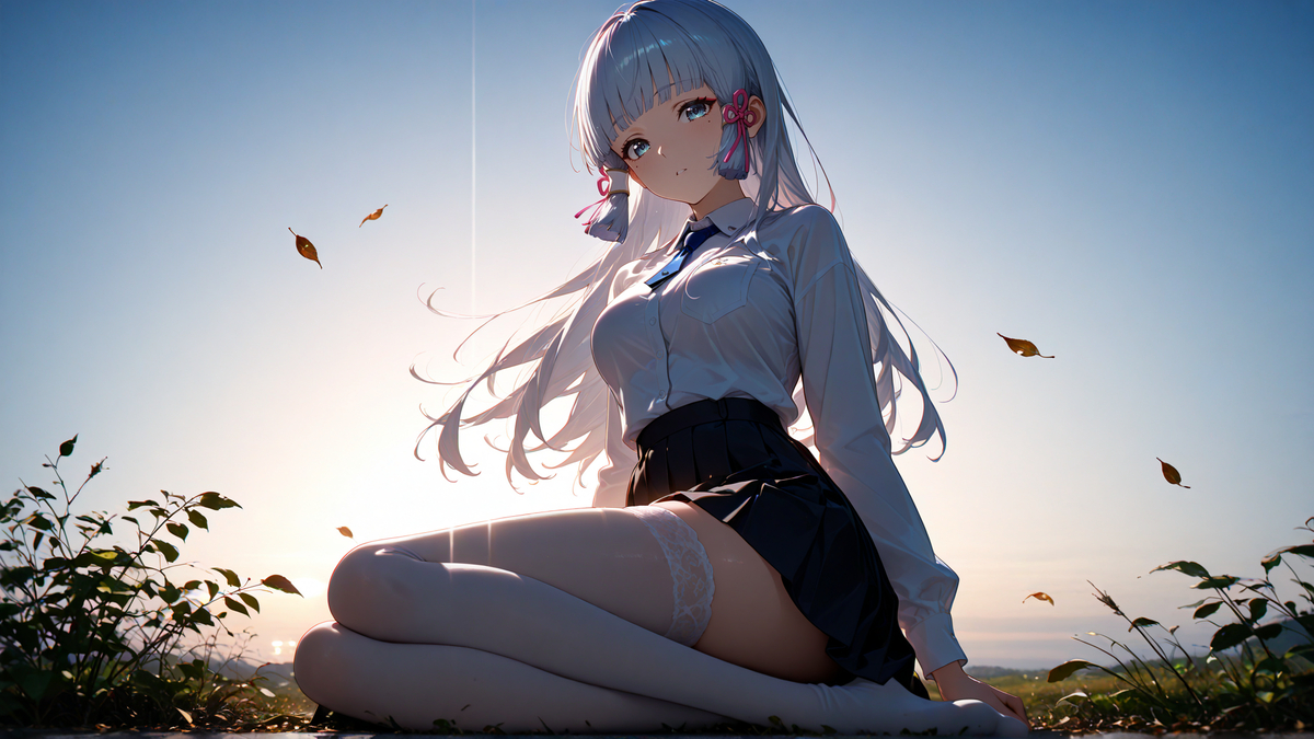 今日份的绫华（黑白双煞版）-pixiv插画-作品交流服务