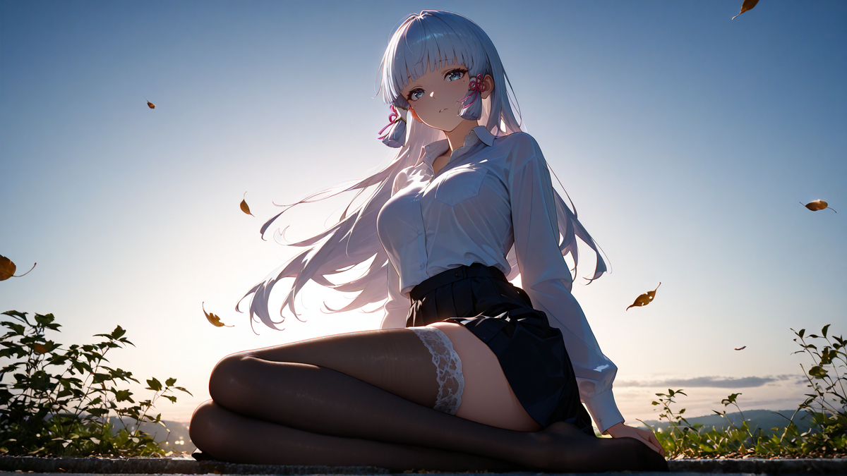 今日份的绫华（黑白双煞版）-pixiv插画-作品交流服务