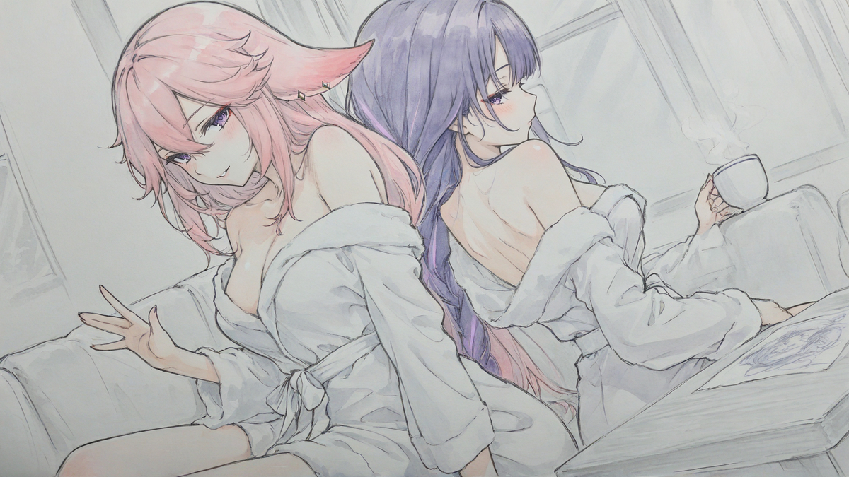 Raiden Shogun&Yae Miko-pixiv插画-作品交流服务