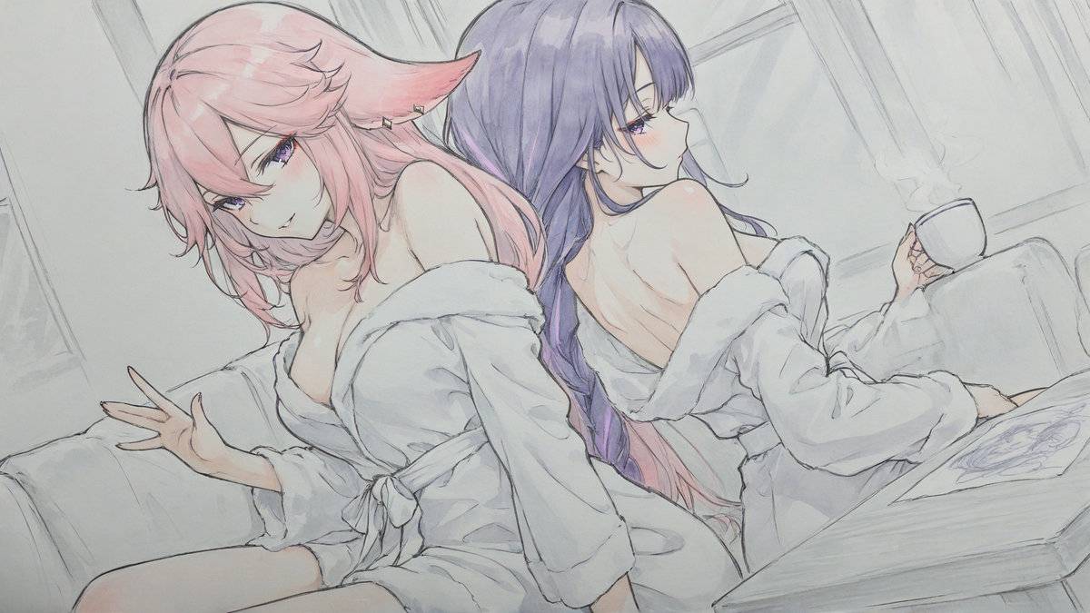 Raiden Shogun&Yae Miko-pixiv插画-作品交流服务