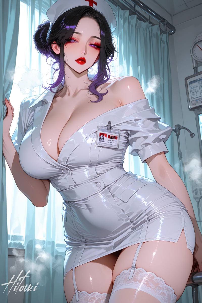 紫罗兰-护士制服-pixiv插画-作品交流服务