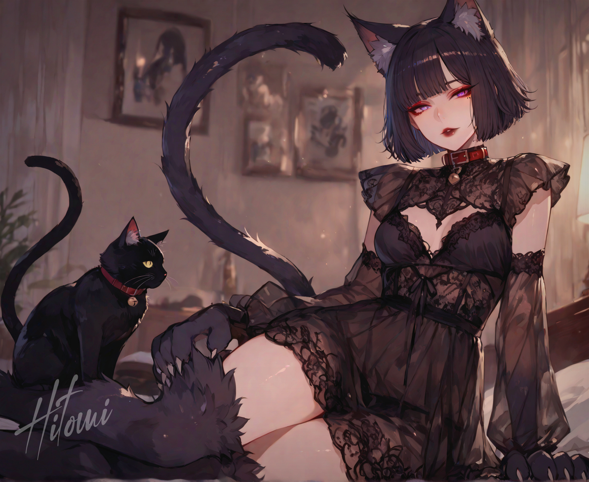 小黑猫-pixiv插画-作品交流服务