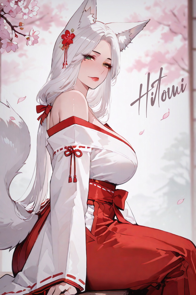 白狐-神社巫女-pixiv插画-作品交流服务