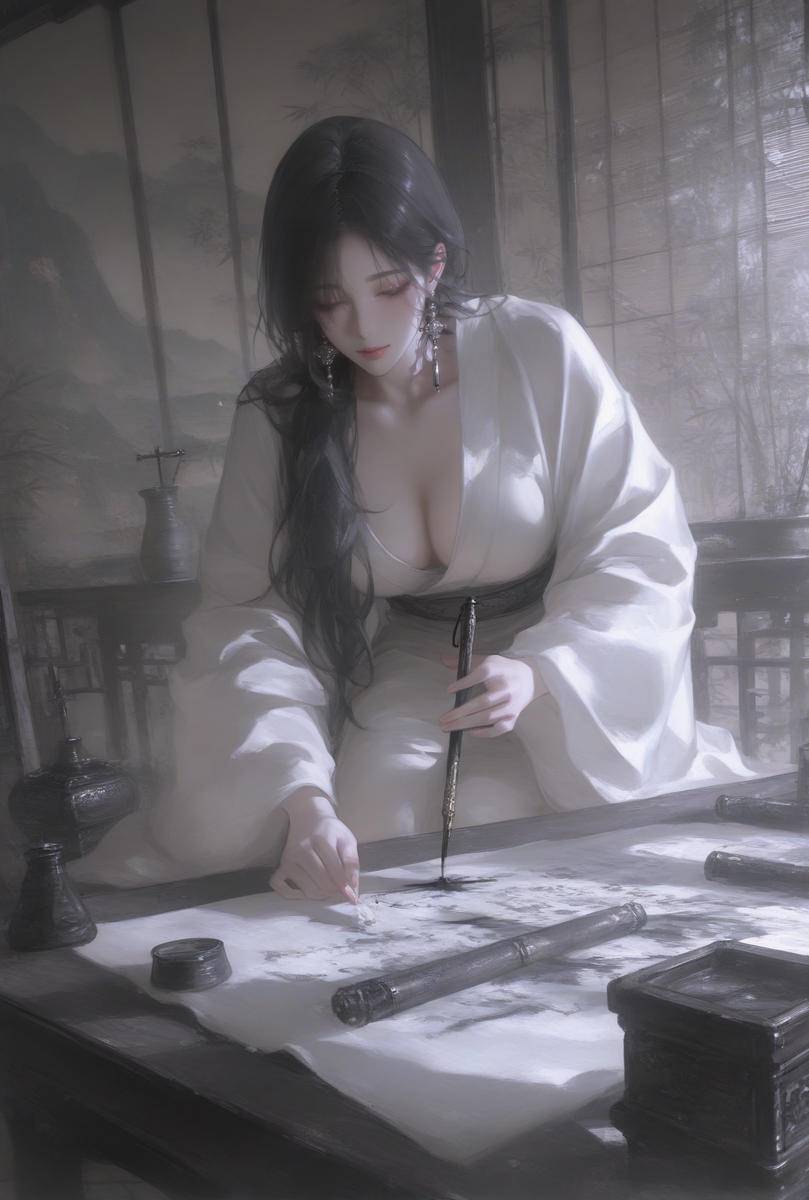 臭小子，非要娘来给你研墨？-pixiv插画-作品交流服务
