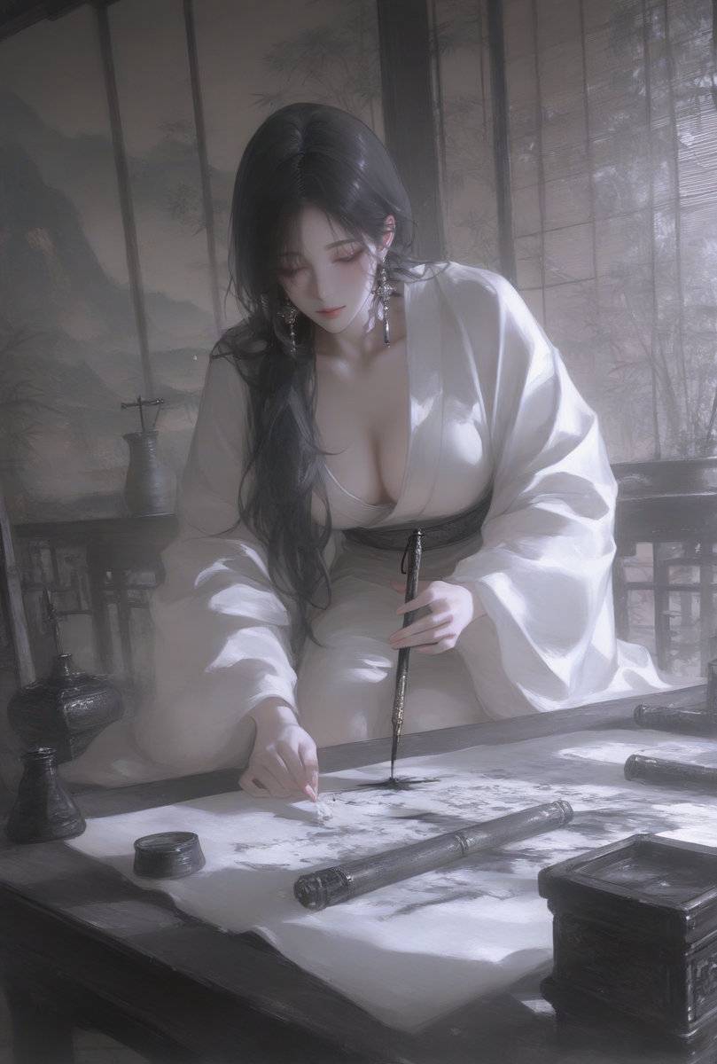 图片[1]-臭小子，非要娘来给你研墨？-pixiv插画-作品交流服务