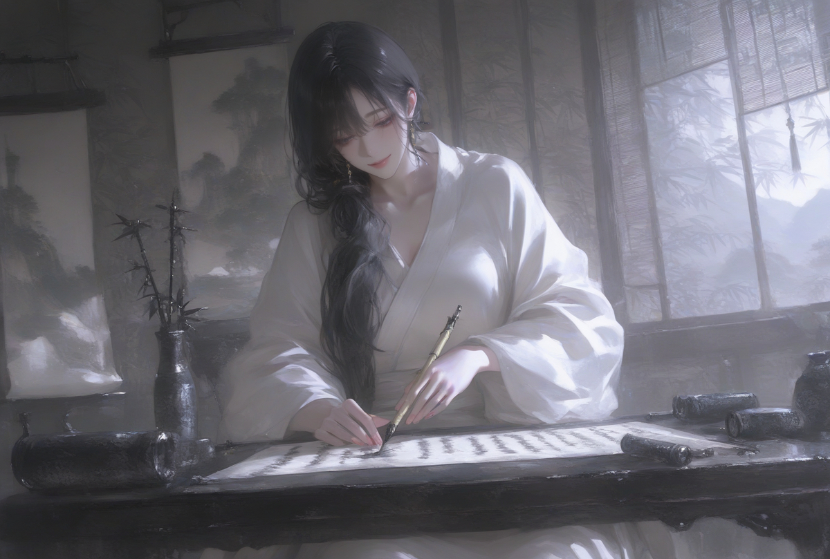 臭小子，非要娘来给你研墨？-pixiv插画-作品交流服务