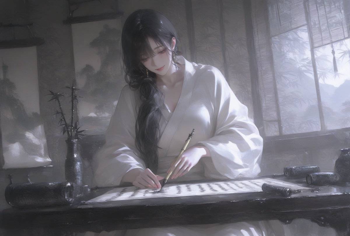 图片[2]-臭小子，非要娘来给你研墨？-pixiv插画-作品交流服务