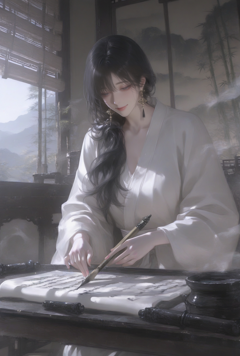 臭小子，非要娘来给你研墨？-pixiv插画-作品交流服务