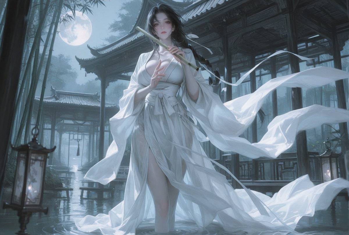 图片[1]-谁家月夜飞笛声？-pixiv插画-作品交流服务