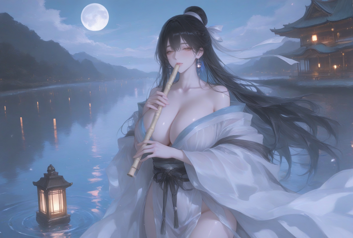 谁家月夜飞笛声？-pixiv插画-作品交流服务
