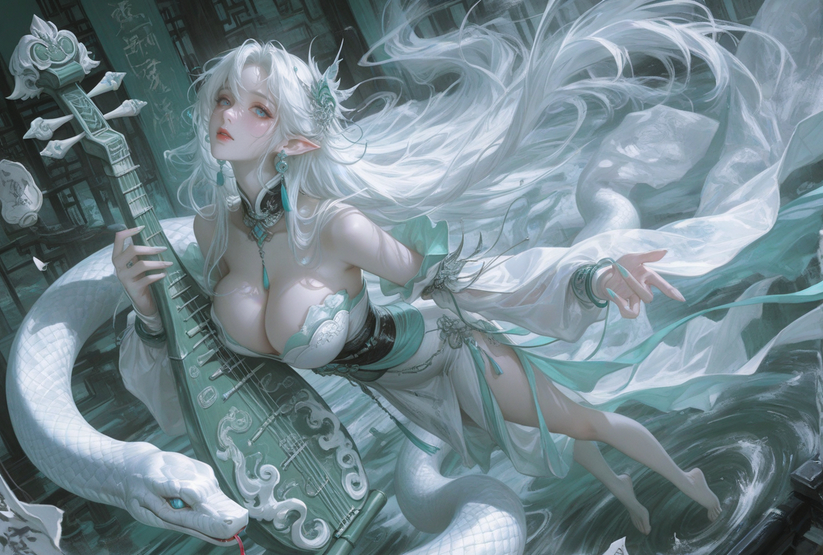 白蛇赤帝-pixiv插画-作品交流服务