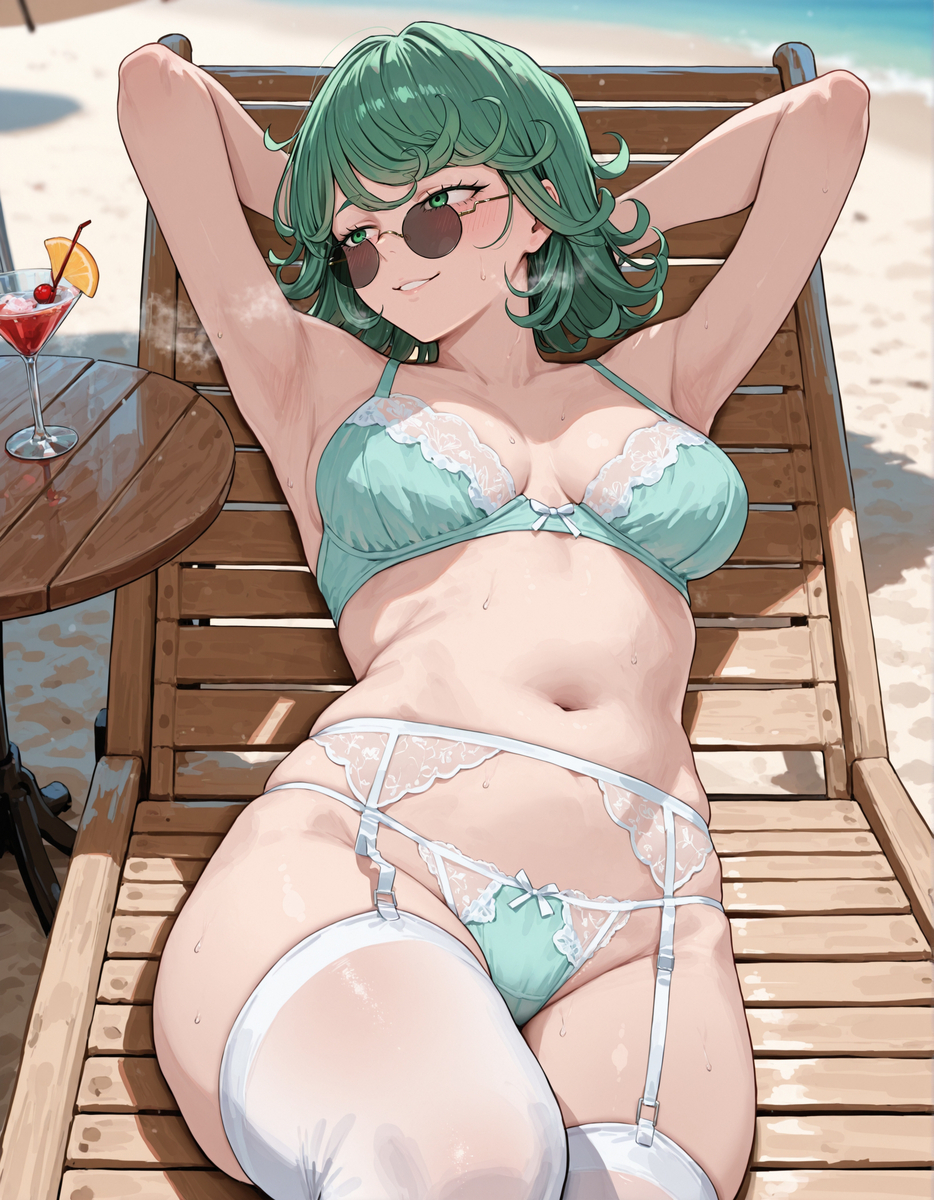 Tatsumaki - lingerie beach-pixiv插画-作品交流服务