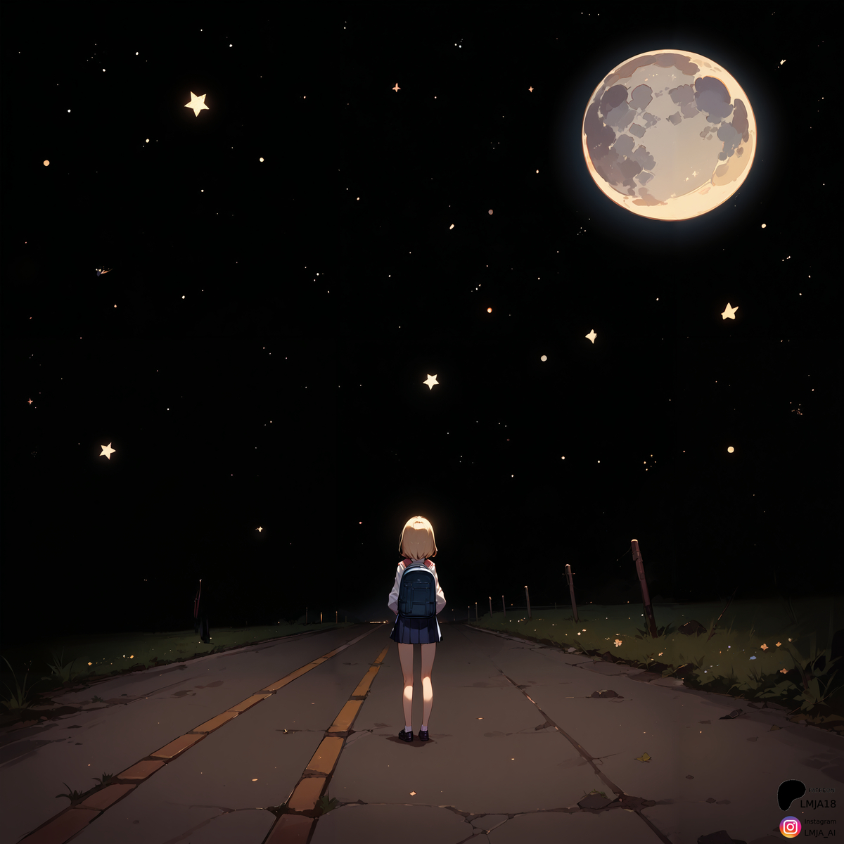 Moonlit Road-pixiv插画-作品交流服务