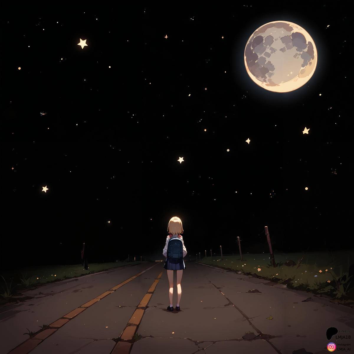 Moonlit Road-pixiv插画-作品交流服务
