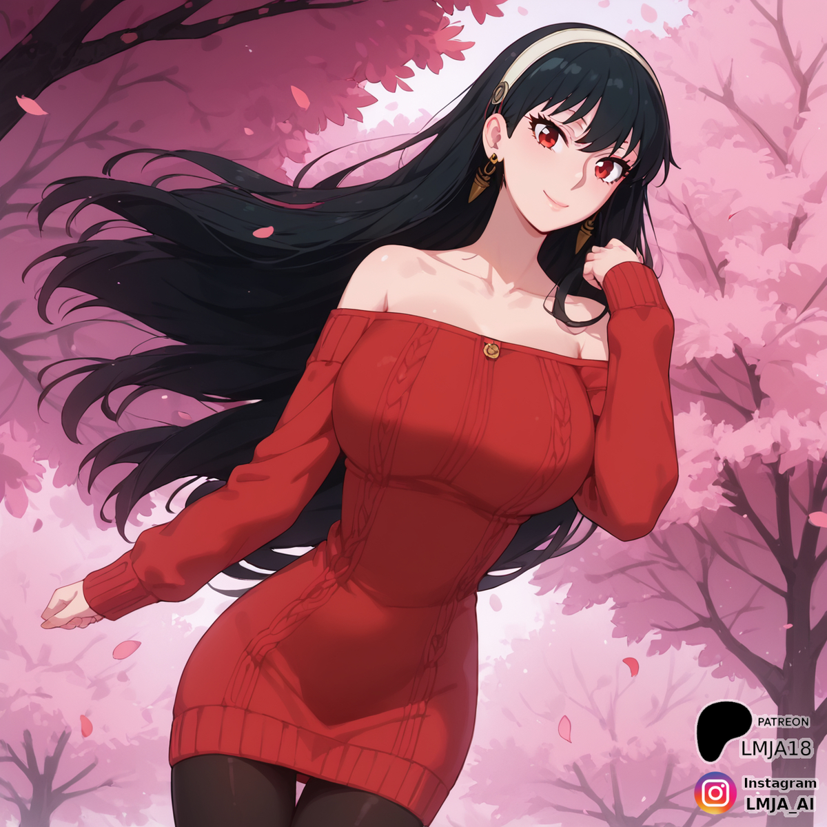 Yor enjoying the Sakura-pixiv插画-作品交流服务