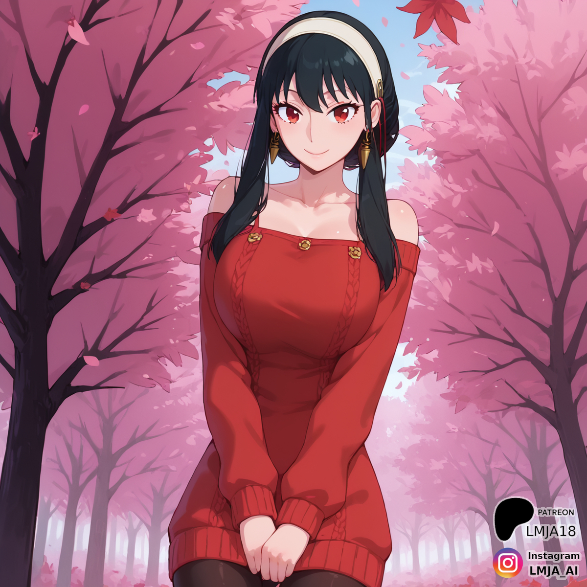 Yor enjoying the Sakura-pixiv插画-作品交流服务