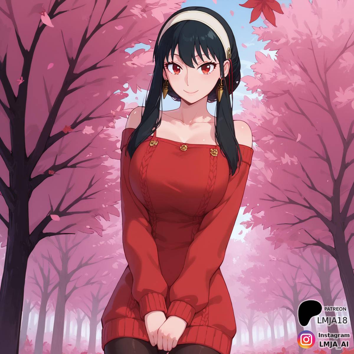 Yor enjoying the Sakura-pixiv插画-作品交流服务