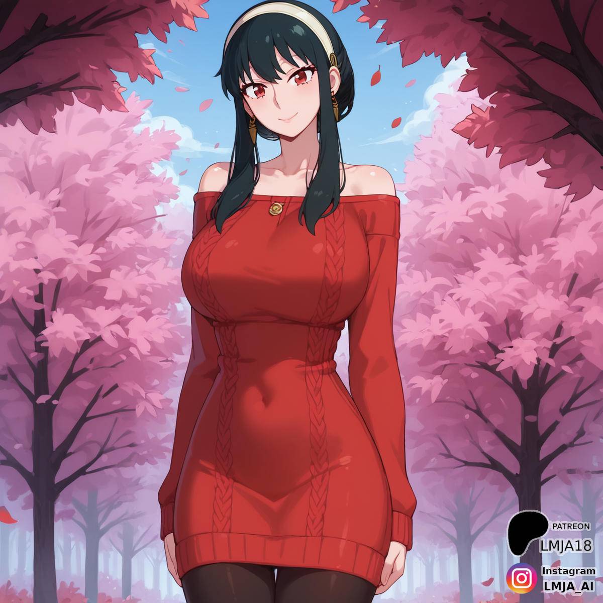 Yor enjoying the Sakura-pixiv插画-作品交流服务