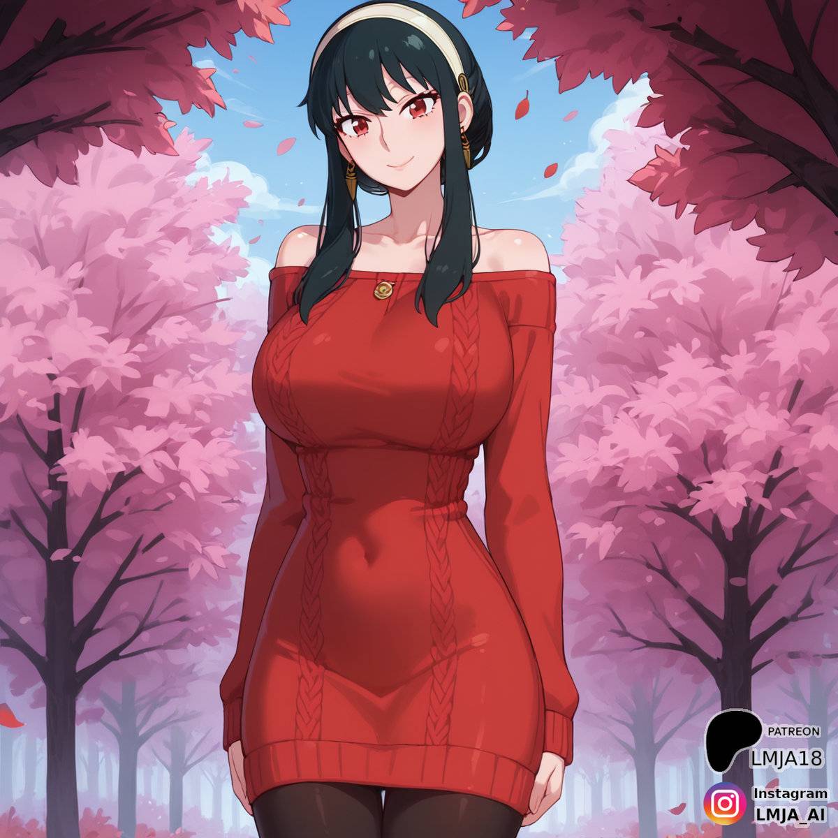 Yor enjoying the Sakura-pixiv插画-作品交流服务