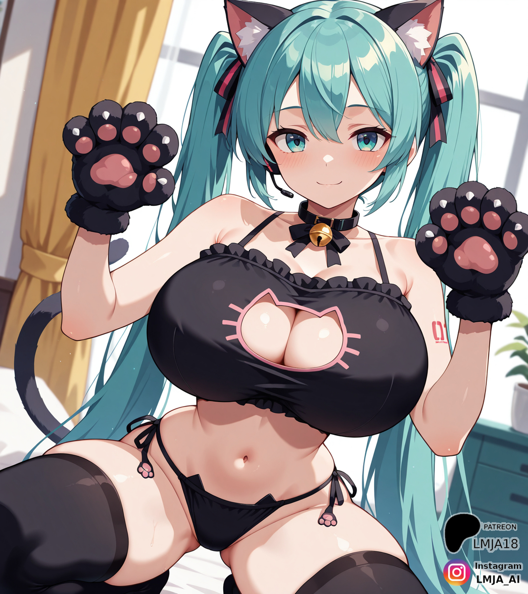 猫初音ミク-pixiv插画-作品交流服务