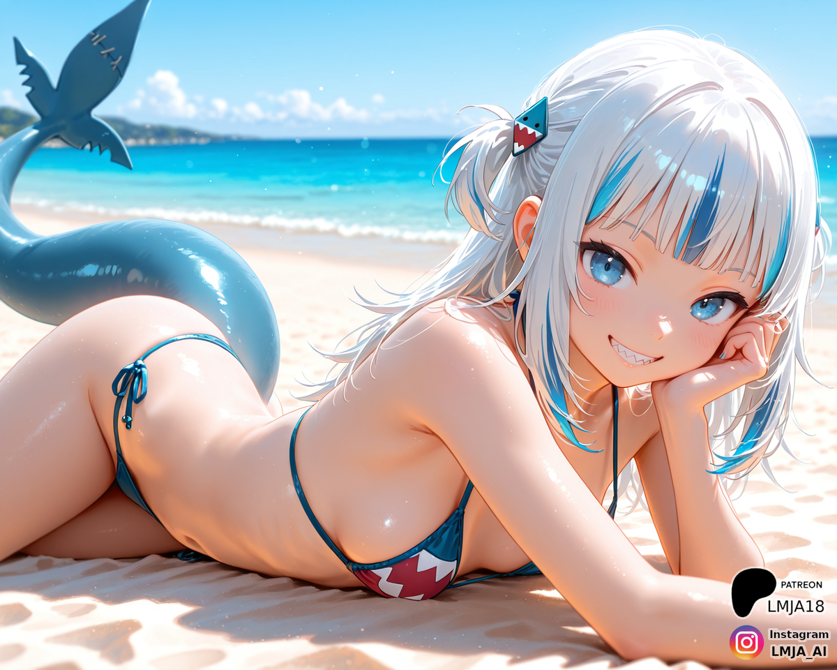 Beach with Gawr?-pixiv插画-作品交流服务